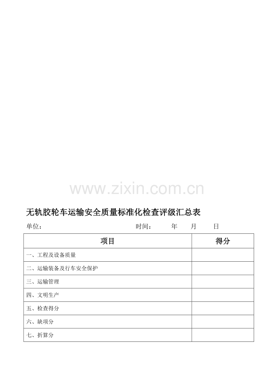 无轨胶轮车运输安全质量标准化标准及考核评分办法表一1.doc_第1页