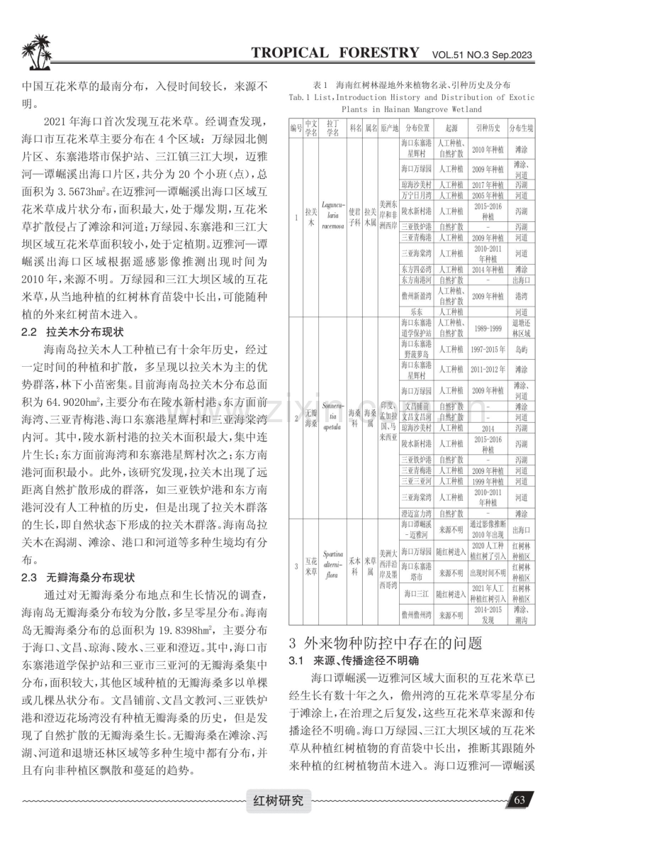 海南红树林湿地外来植物分布现状及防控对策.pdf_第3页