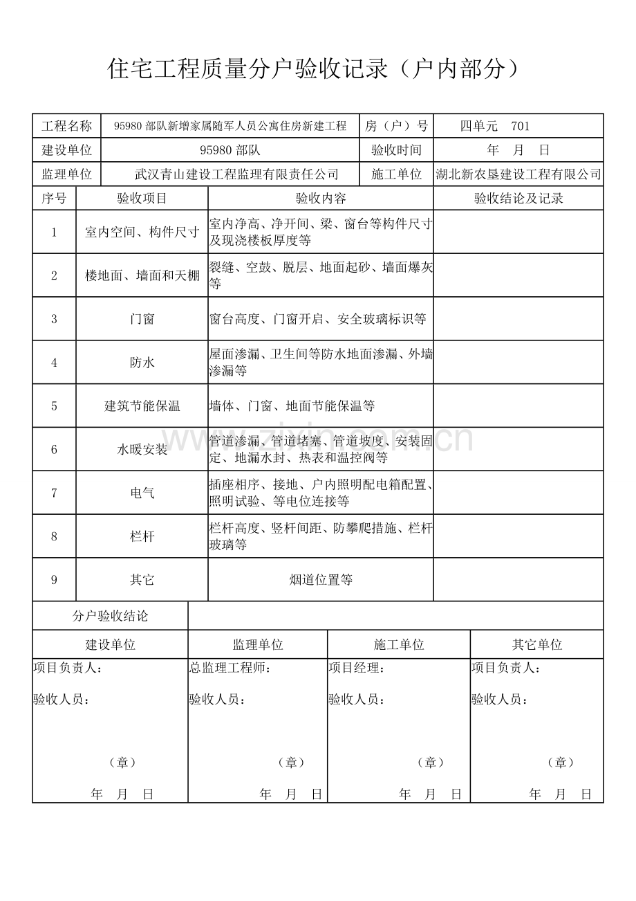 住宅工程质量分户验收记录全套表格.doc_第1页