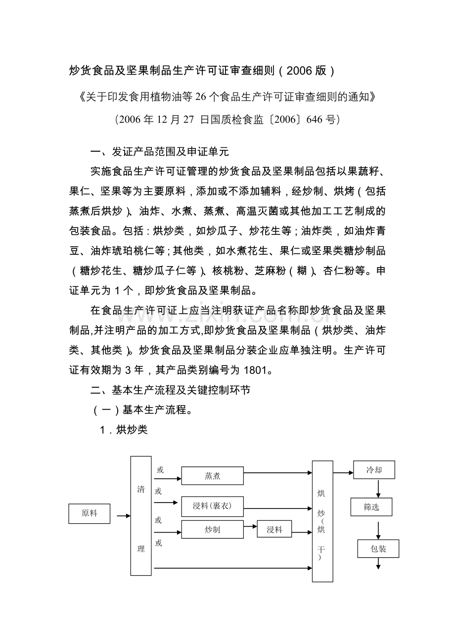 1801炒货食品及坚果制品生产许可证审查细则(2006版).doc_第1页