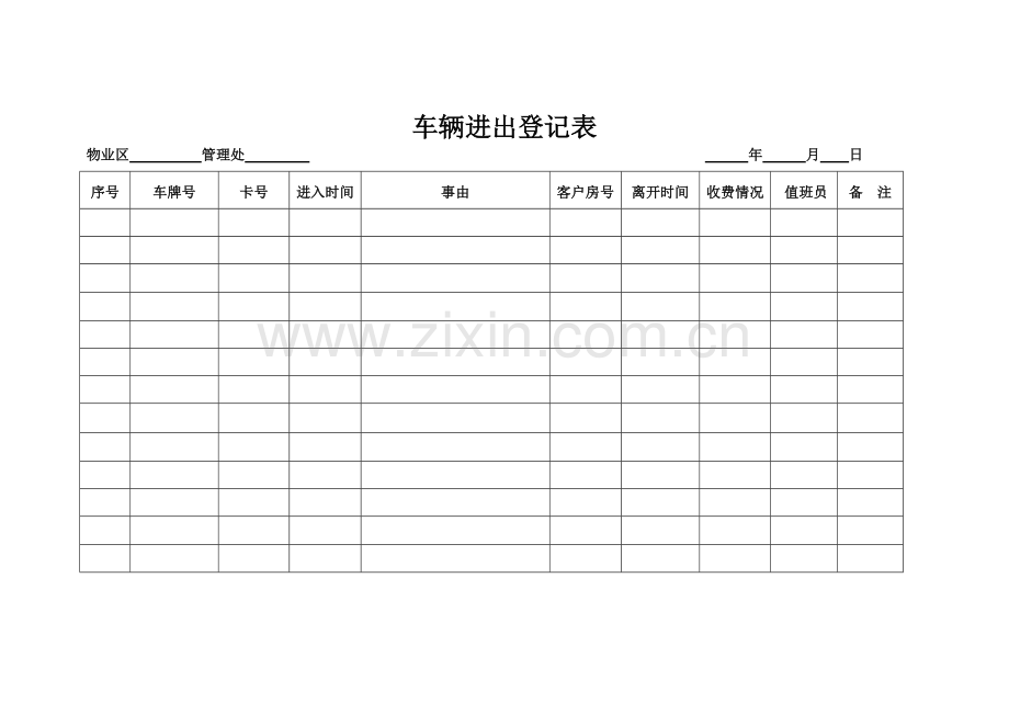 物业公司车辆进出登记表.doc_第1页