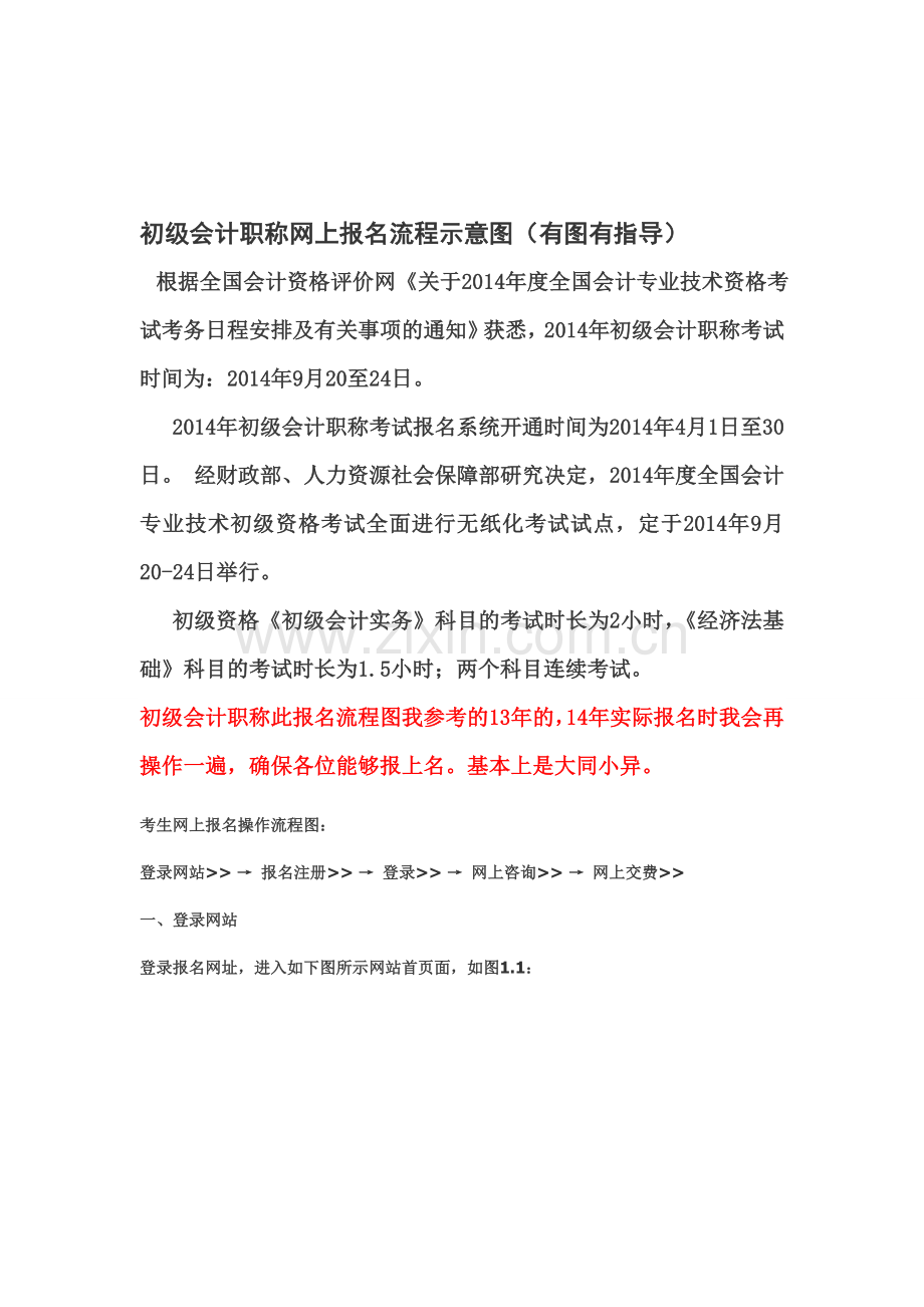 初级会计报名流程示意图.doc_第1页