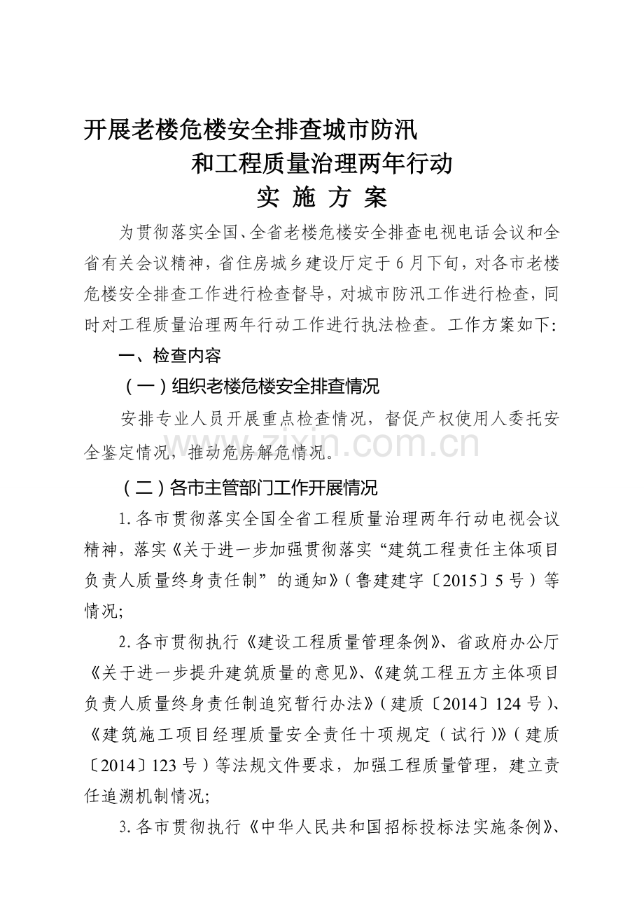 工程两年行动执法检查实施方案-(1).doc_第1页