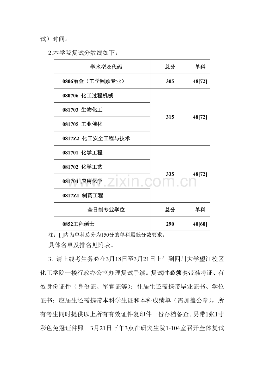 2012年四川大学化学工程学院硕士研究生复试工作安排及复试科目.doc_第3页