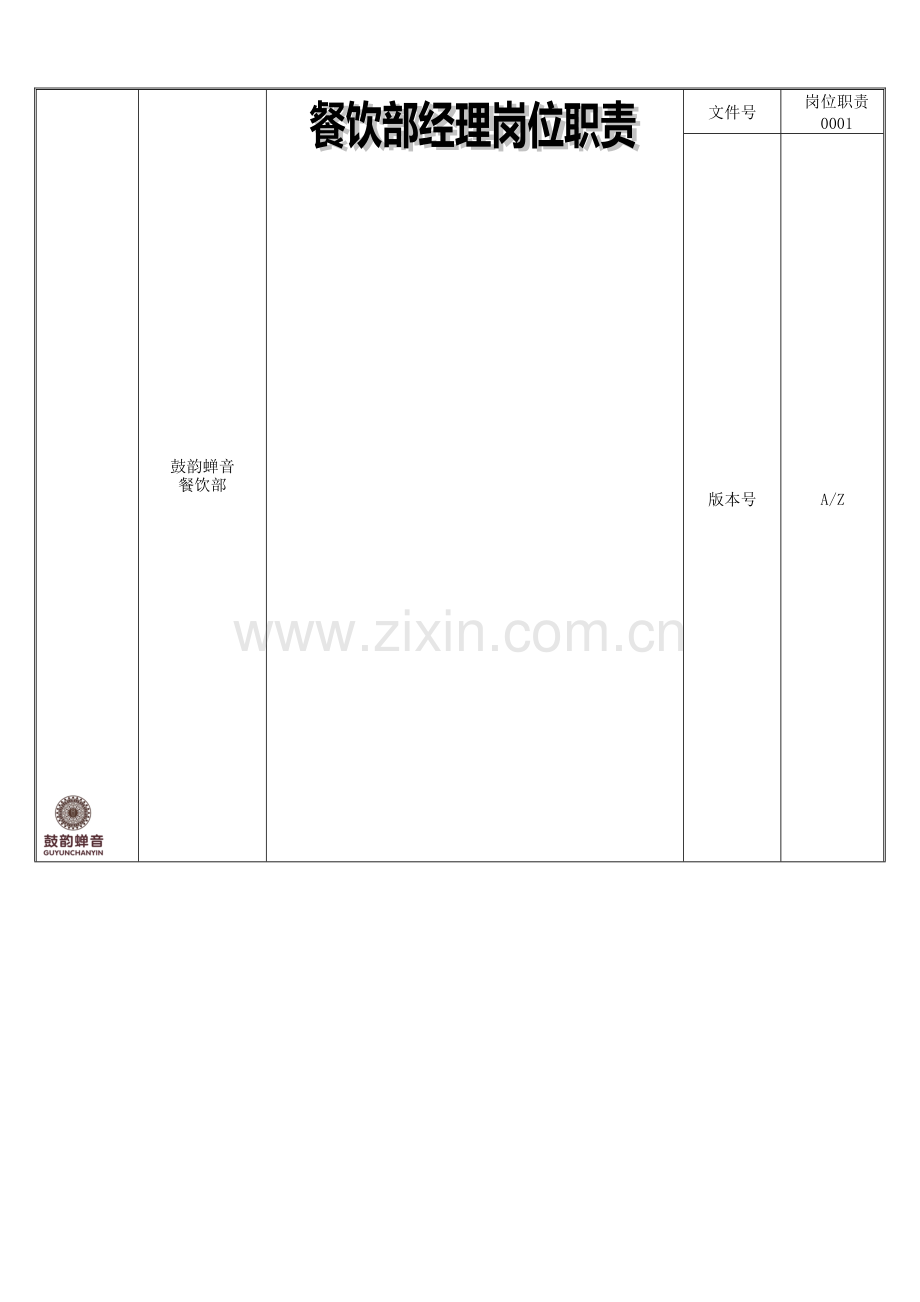 0001餐饮部经理岗位职责.doc_第1页