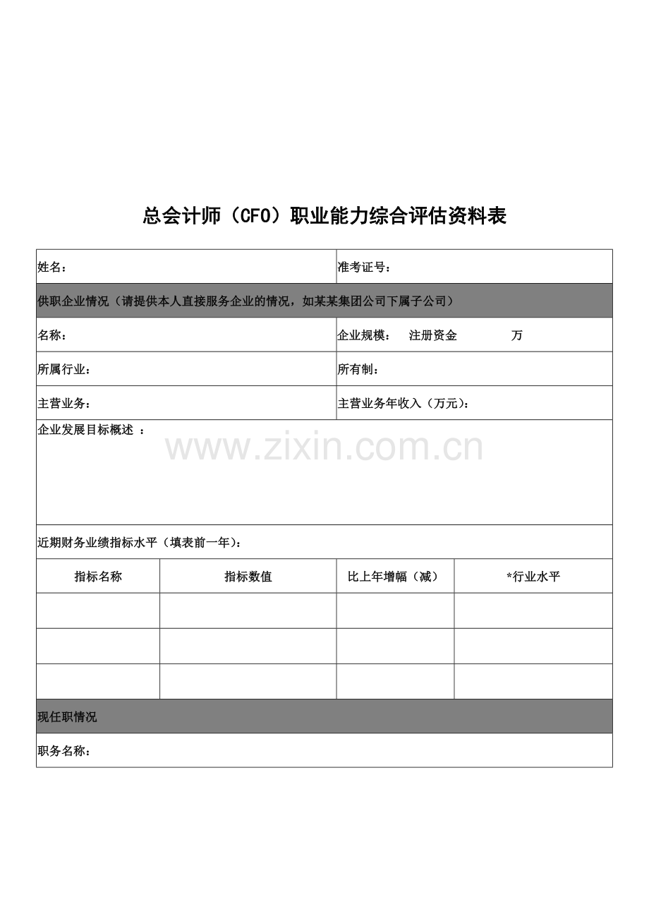 总会计师(CFO)职业能力综合评估资料表.doc_第1页