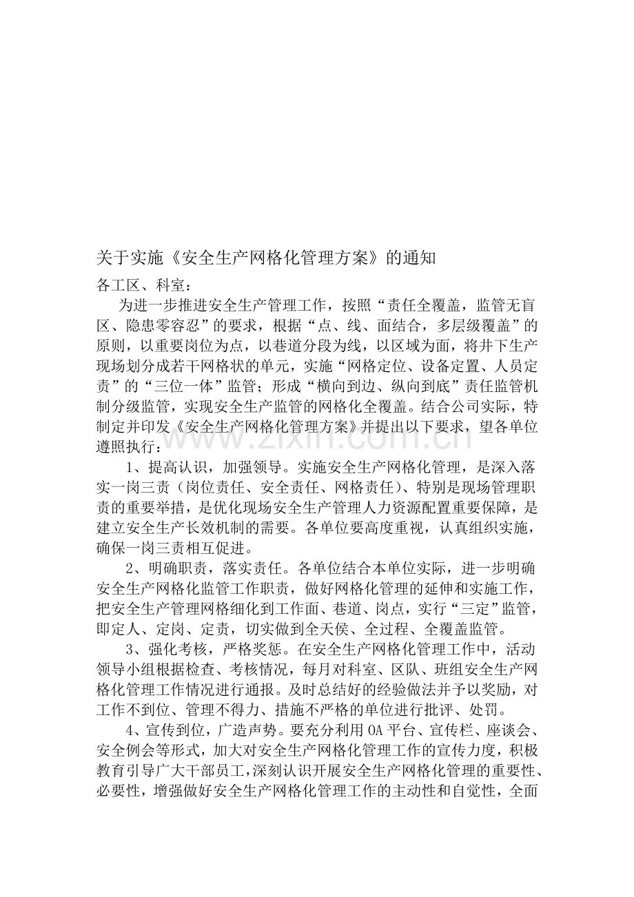 安全生产网格化管理方案(1).doc_第1页