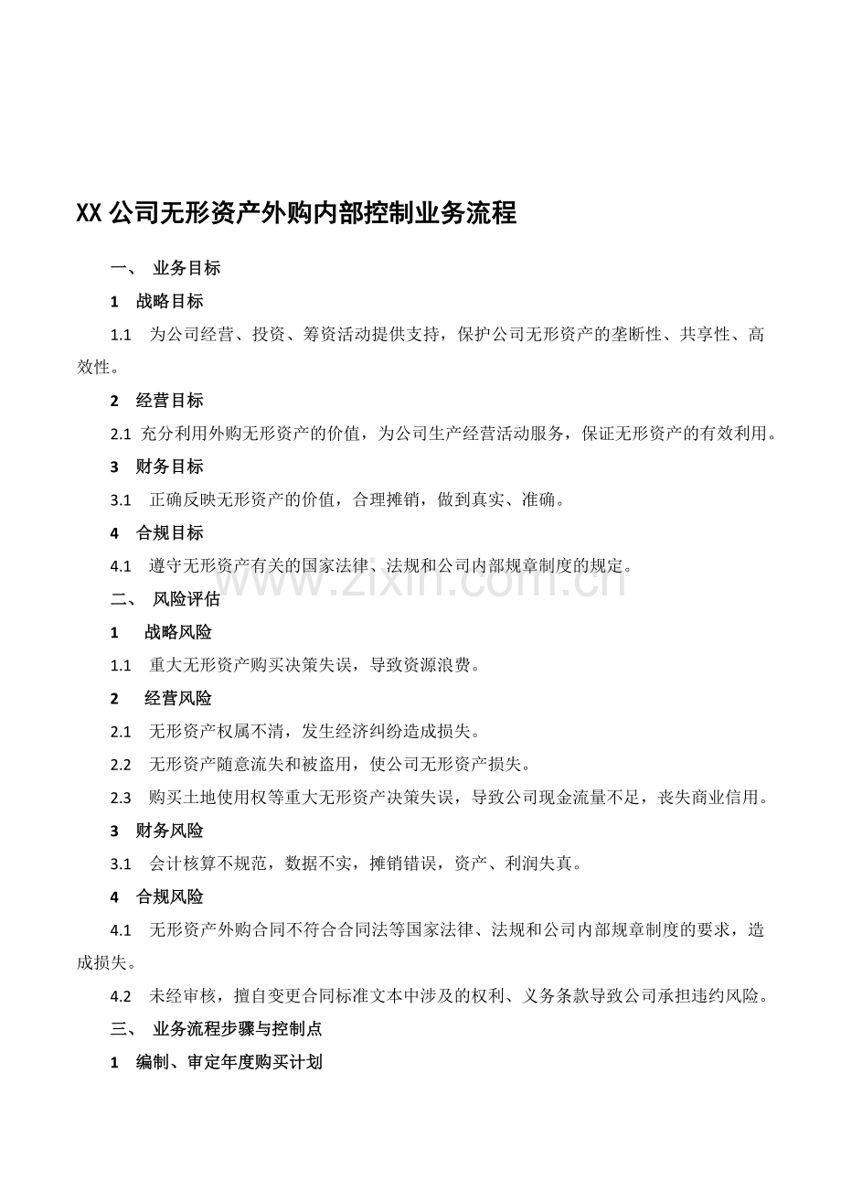 XX公司无形资产外购内部控制业务流程.doc_第1页