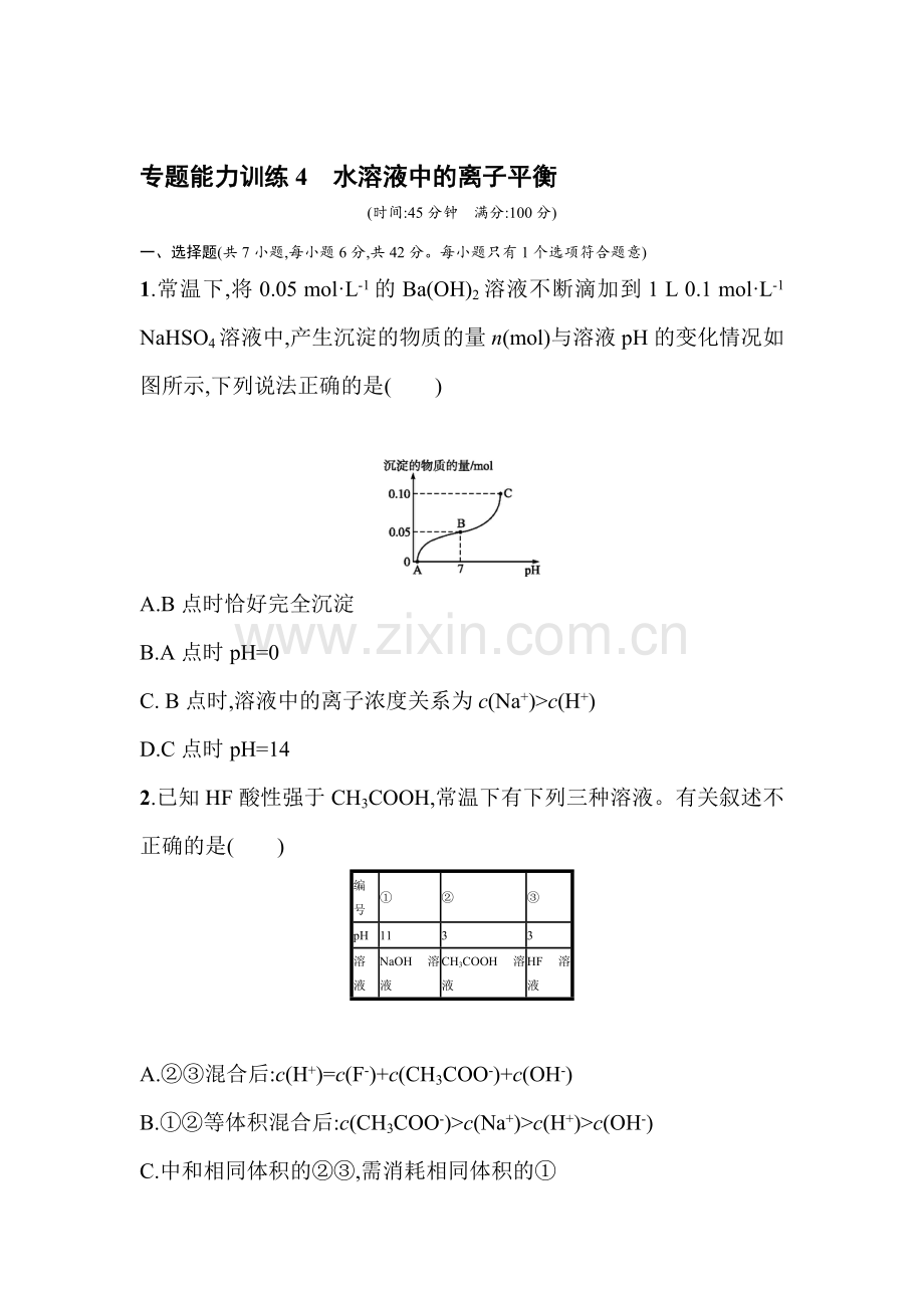 高三化学复习专题能力训练20.doc_第1页