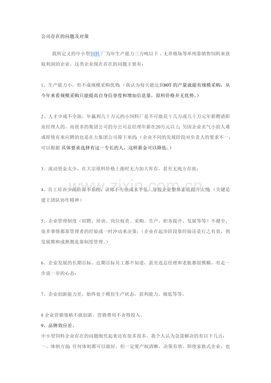 公司存在的问题及对策.doc_第1页