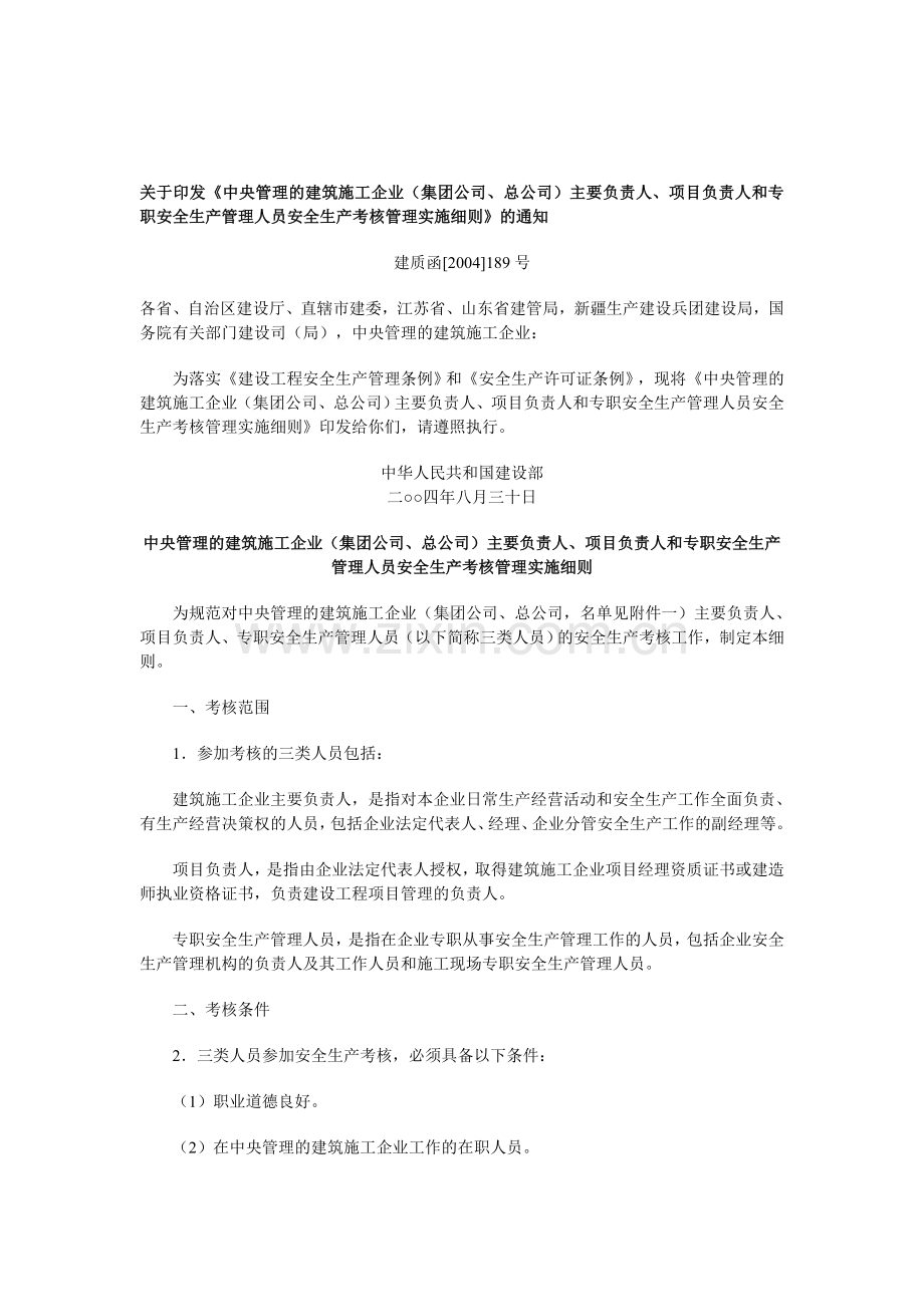 安全生产管理人员考核管理实施细则.doc_第1页