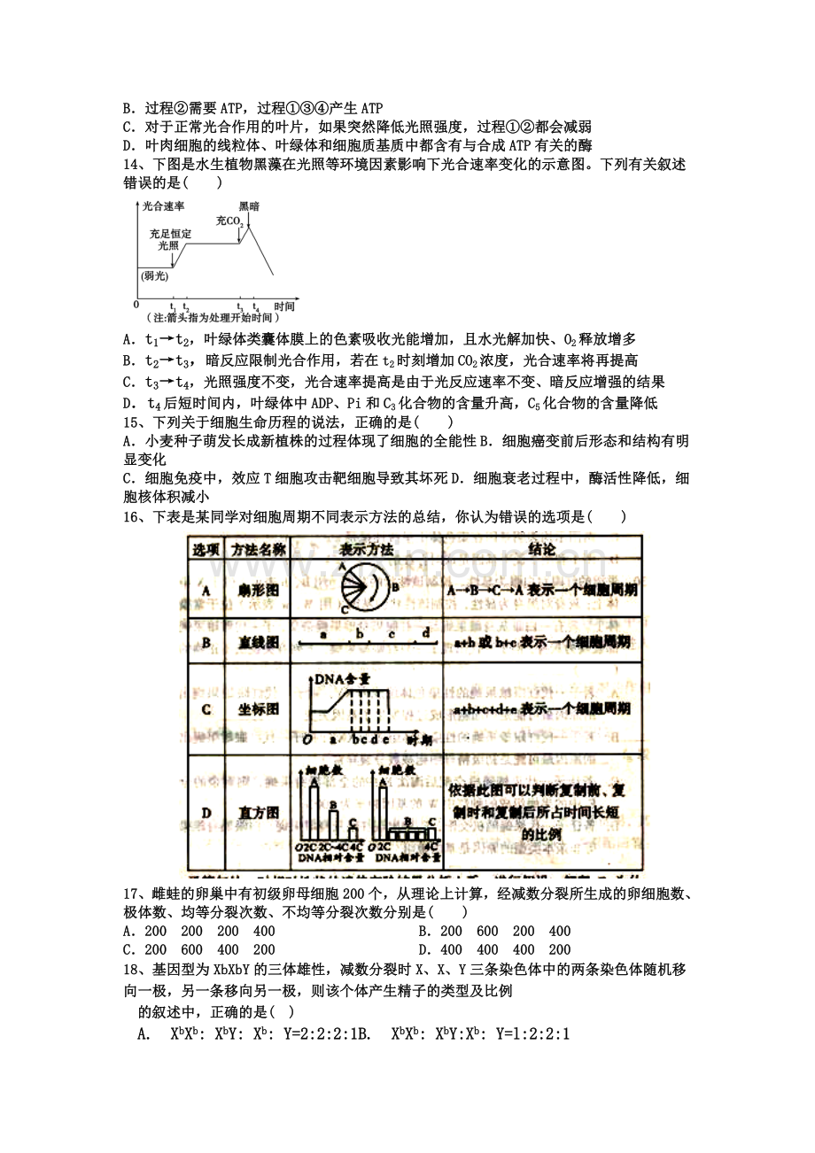 河北省衡水2016届高三生物上册期中试题.doc_第3页