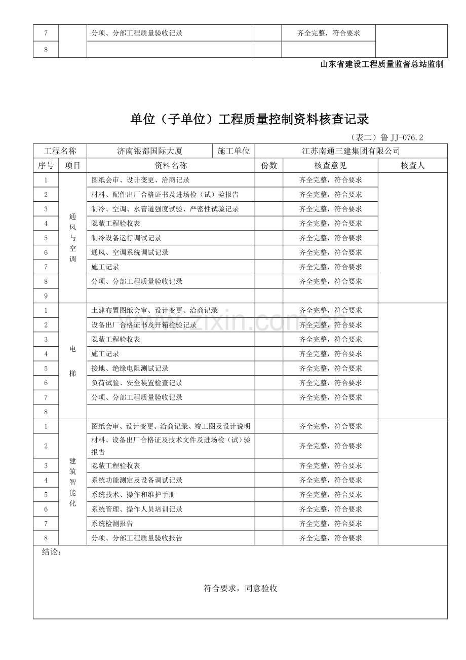 单位(子单位)工程质量控制资料核查记录076.1、076.2.doc_第2页