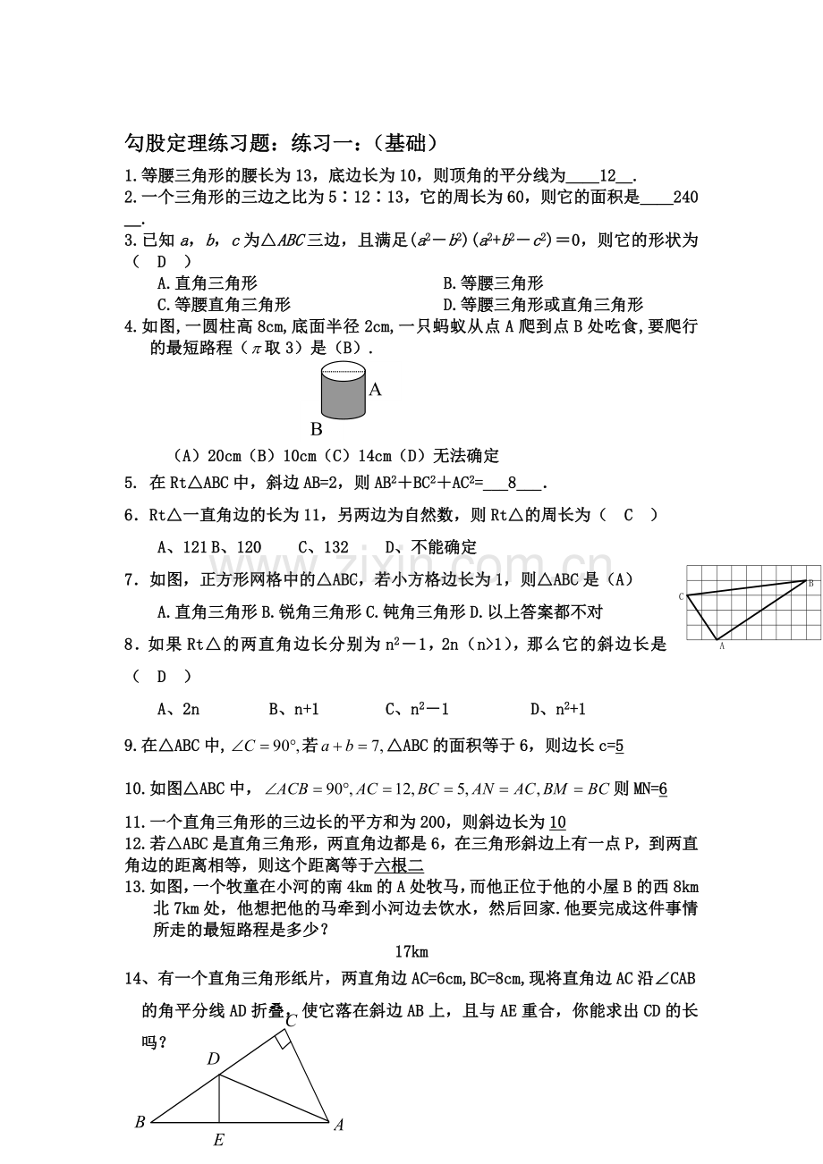 八年级数学勾股定理复习习题.doc_第1页