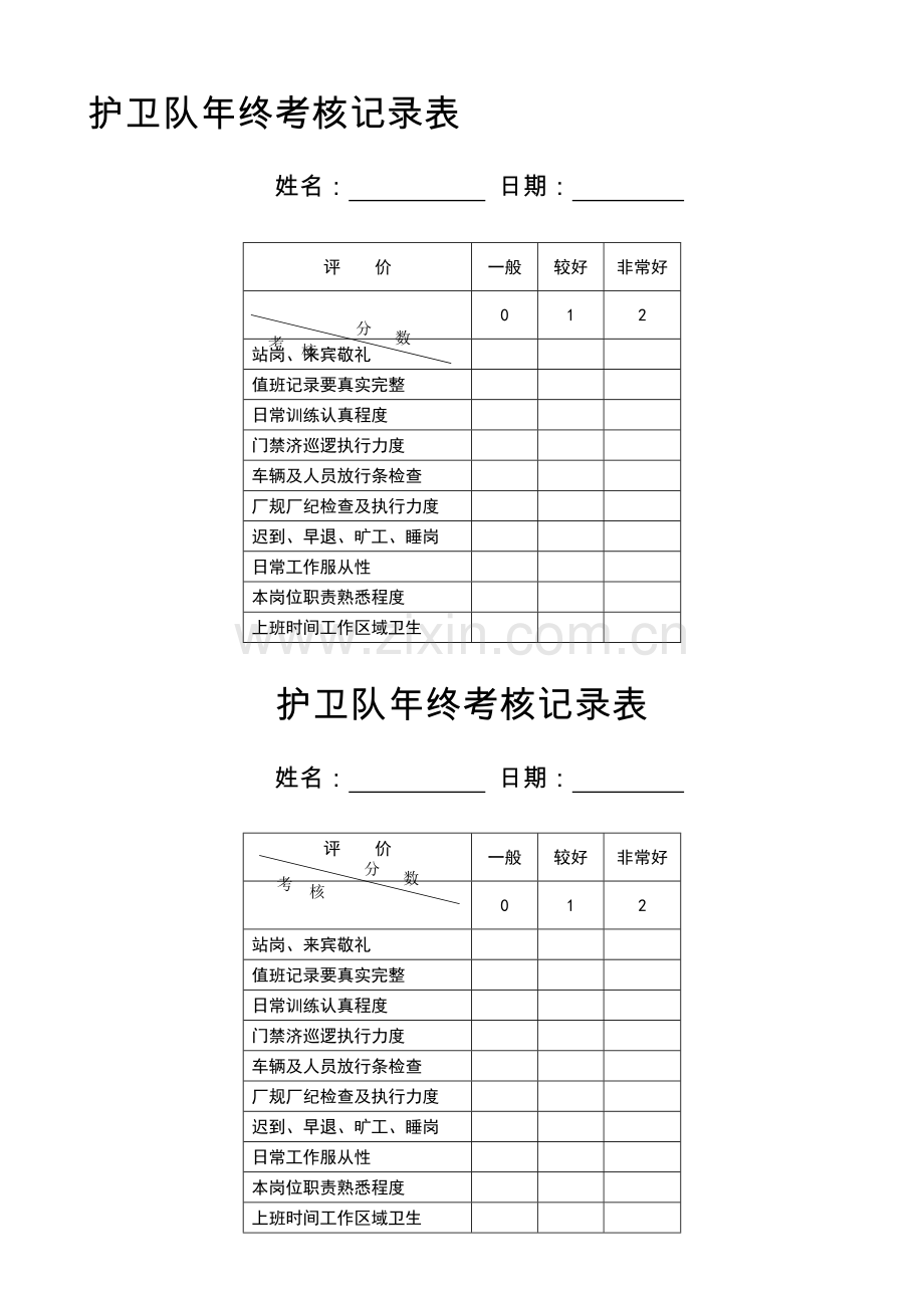 保安日常考核记录表.doc_第2页