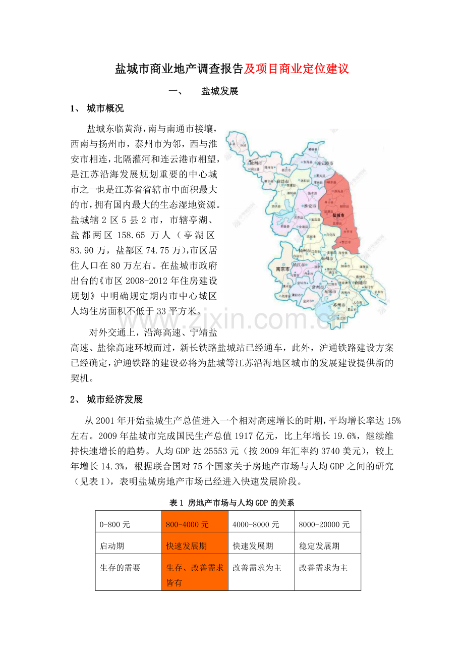 盐城市商业地产调查报告及项目商业定位建议.doc_第1页