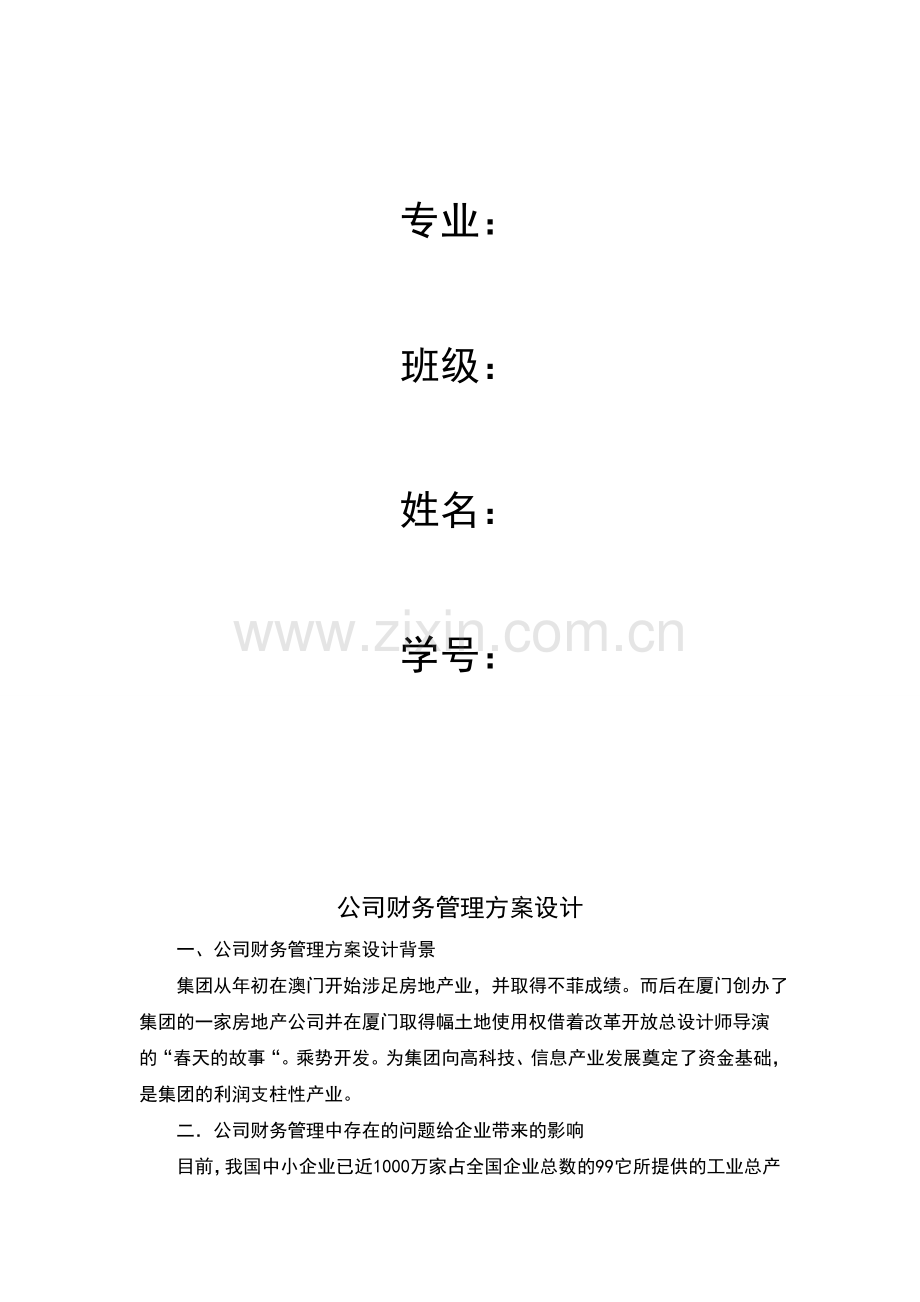 公司财务管理方案设计.doc_第2页