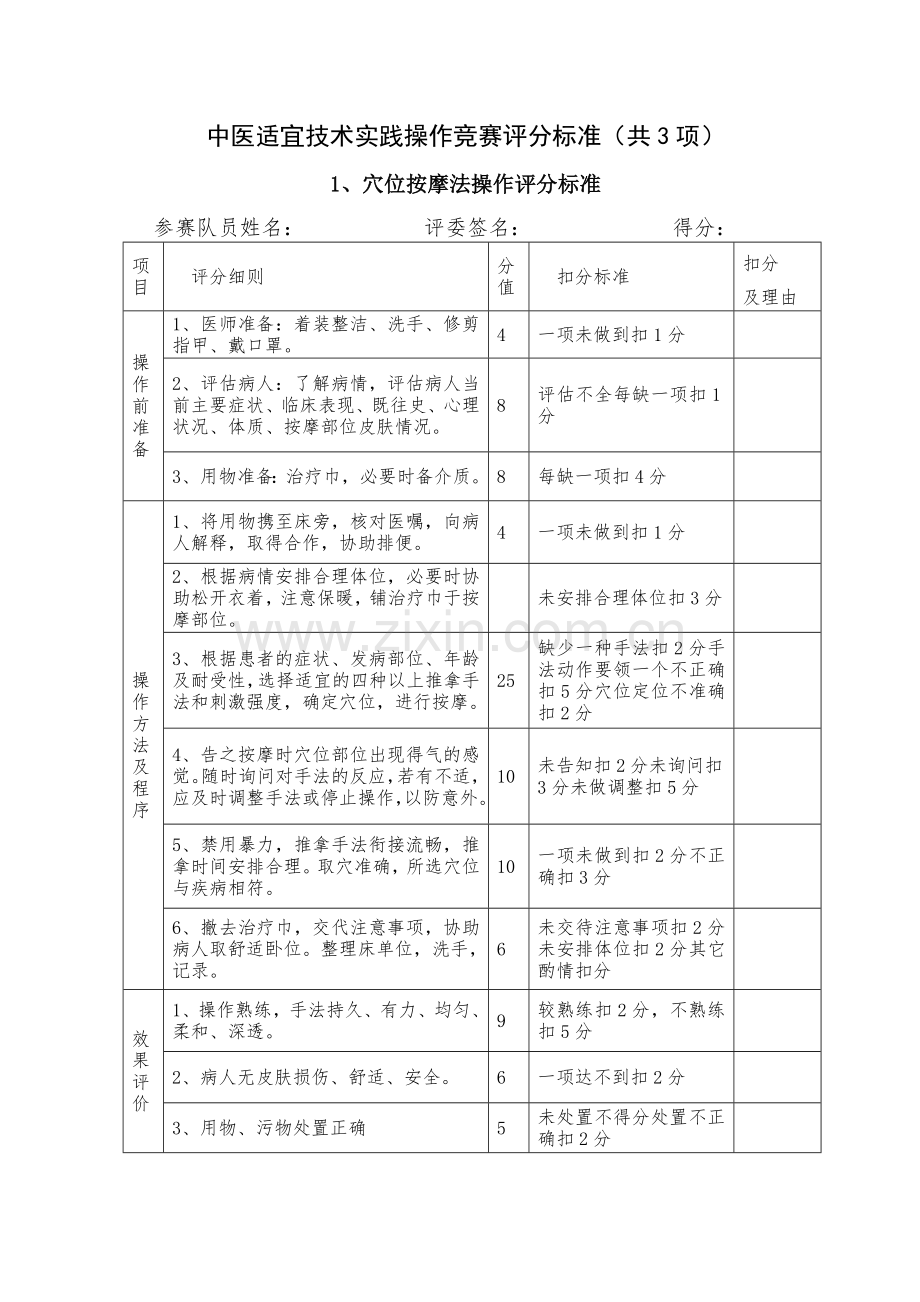 中医适宜技术操作评分标准.doc_第1页
