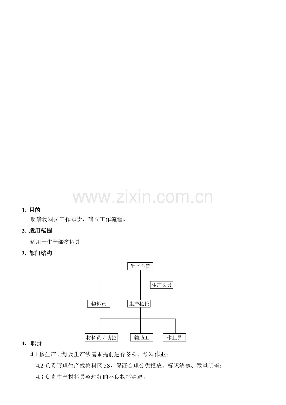 生产部物料员作业管理规范.doc_第1页