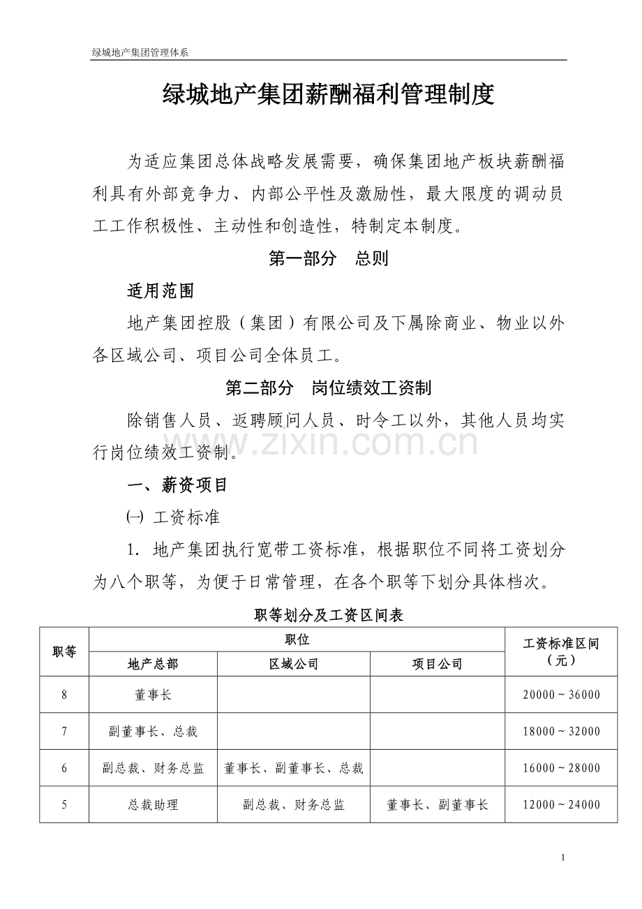 绿城地产集团薪酬福利管理制度.doc_第1页