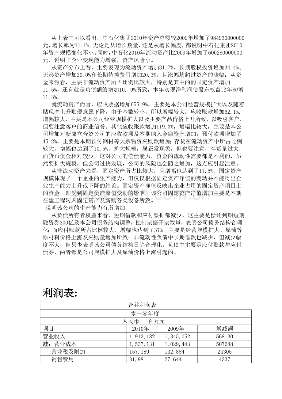 2010年中石化财务报表分析.doc_第3页