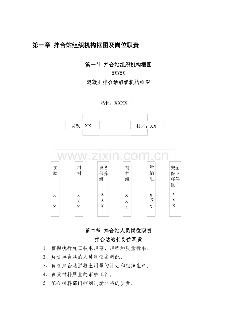 第一章-混凝土拌合站组织机构框图及岗位职责.doc_第1页