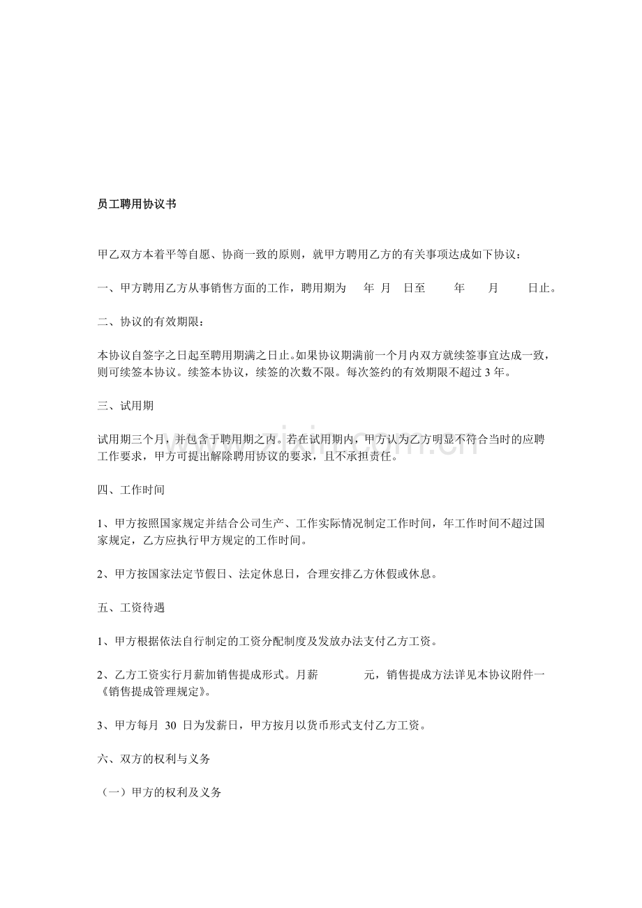 某某公司员工聘用协议书.doc_第1页