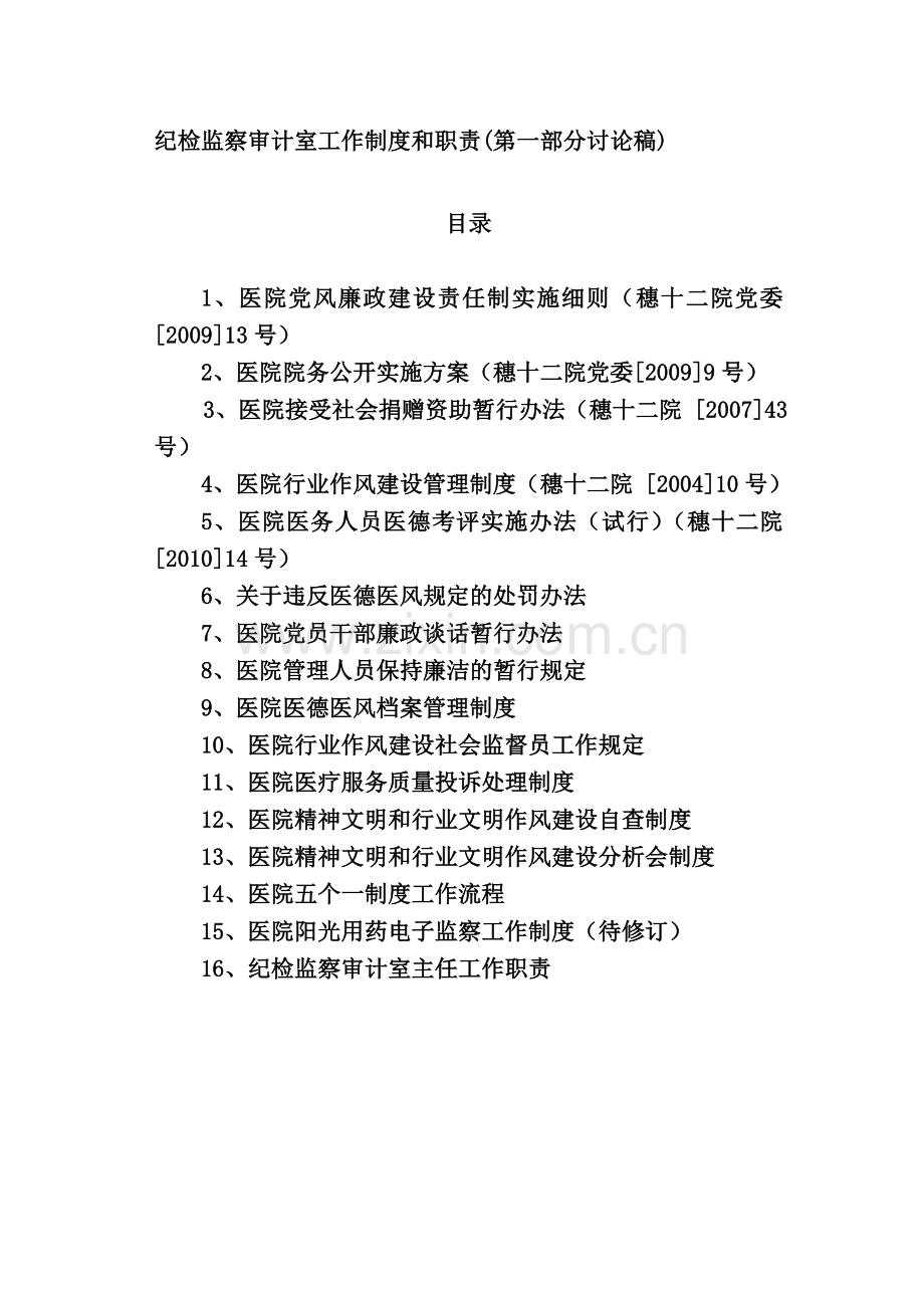 纪检监察审计室工作制度和职责(讨论稿).doc_第1页