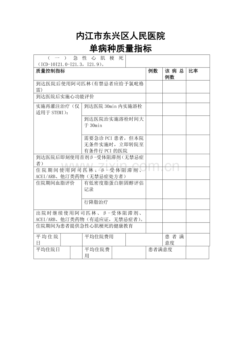 单病种质量指标表格.doc_第1页