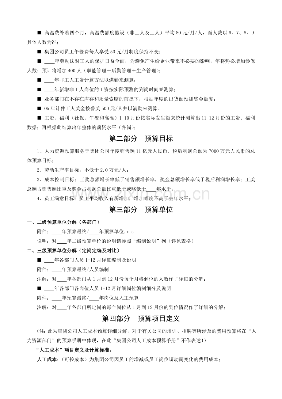 集团公司人力资源年度预算手册.doc_第3页