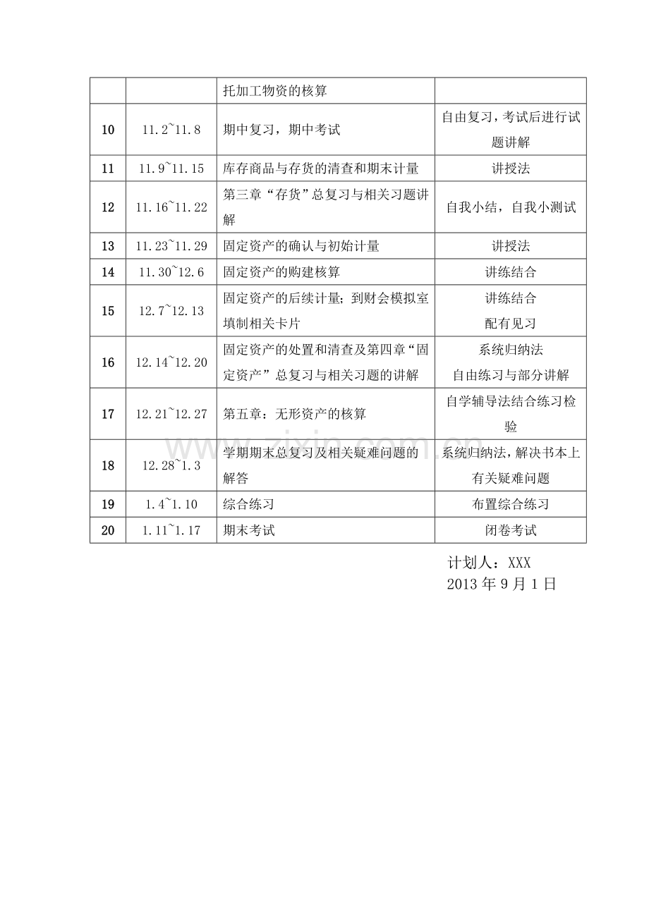 2013年下期财务会计(上篇)教学计划.doc_第3页