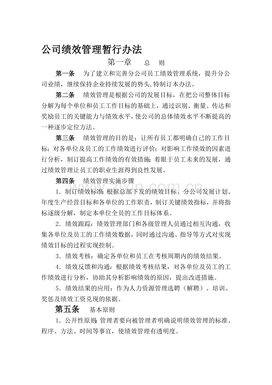 公司绩效管理暂行办法.doc_第1页