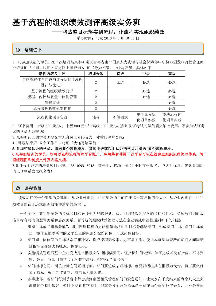 基于流程的组织绩效测评高级实务班.doc_第1页