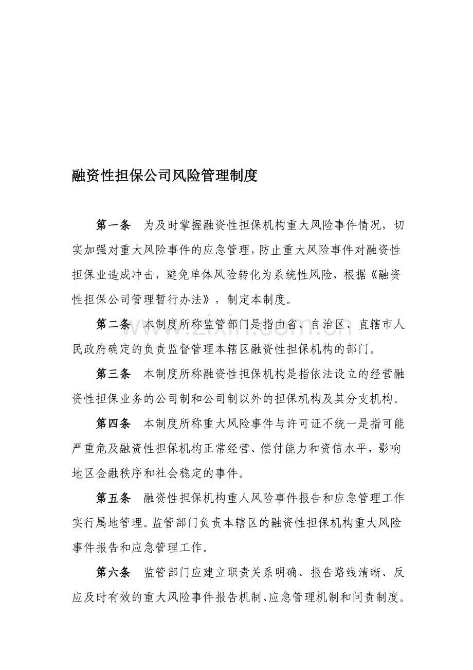 融资性担保公司风险管理制度.doc_第1页