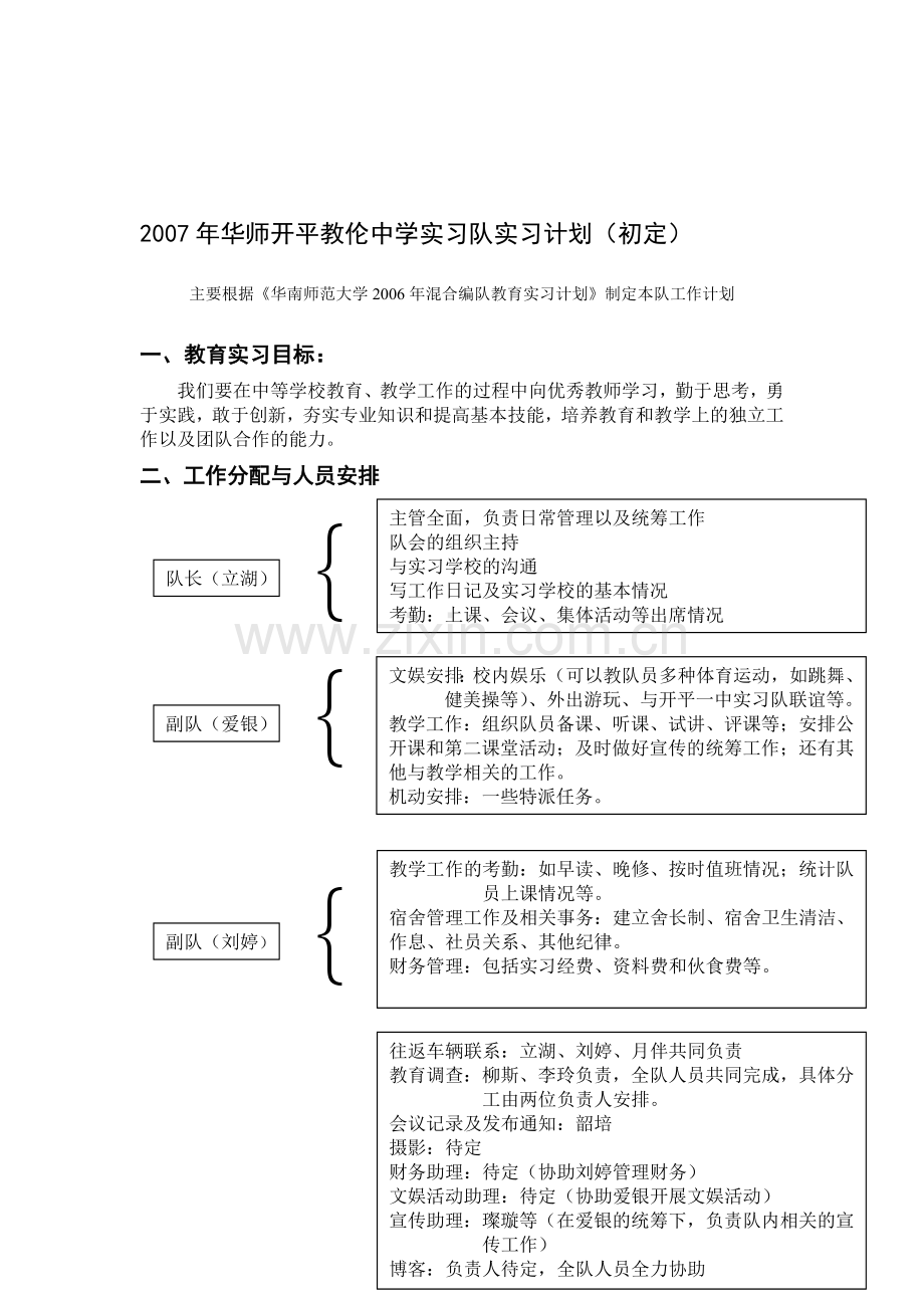 2007年华师开平教伦中学实习队实习计划(初定).doc_第1页