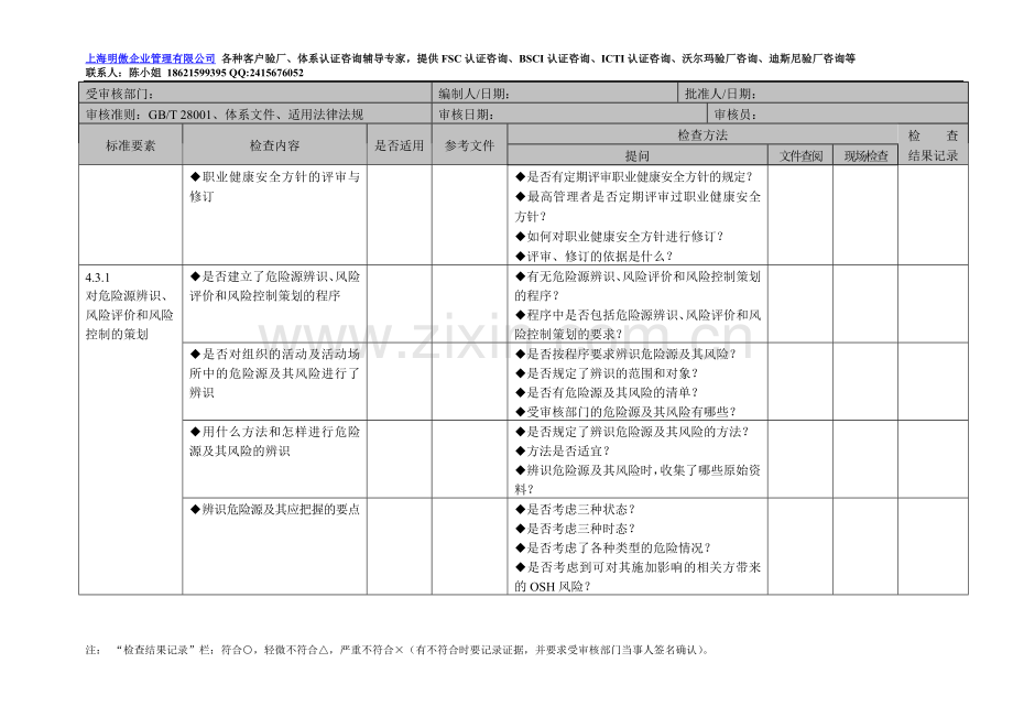 职业健康安全管理体系审核检查表.doc_第2页