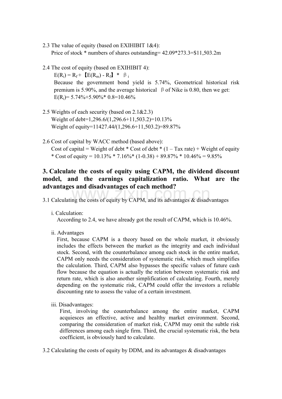 Nike--Cost-of-Capital-资本成本分析案例.doc_第2页