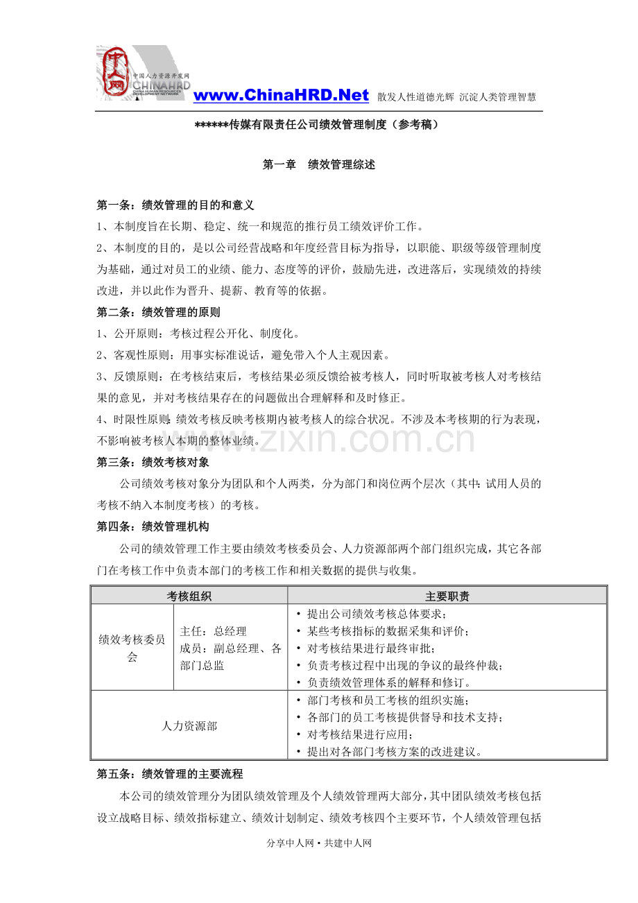 某大型传媒公司绩效管理制度.doc_第1页