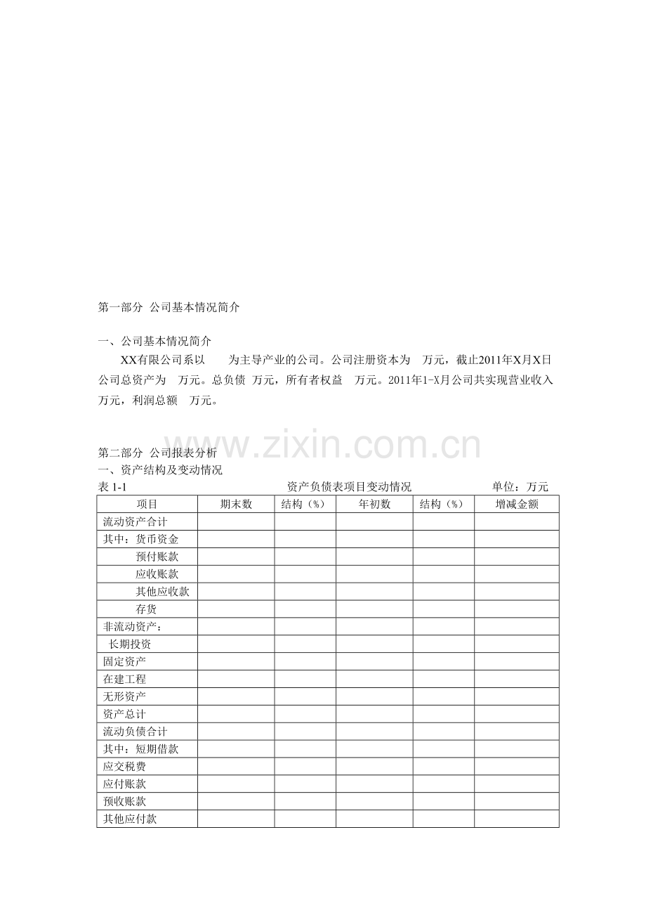 2011财务报表分析模板.doc_第1页