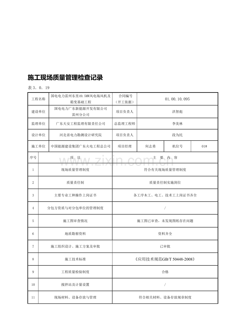 3.0.19------施工现场质量管理检查记录.doc_第1页