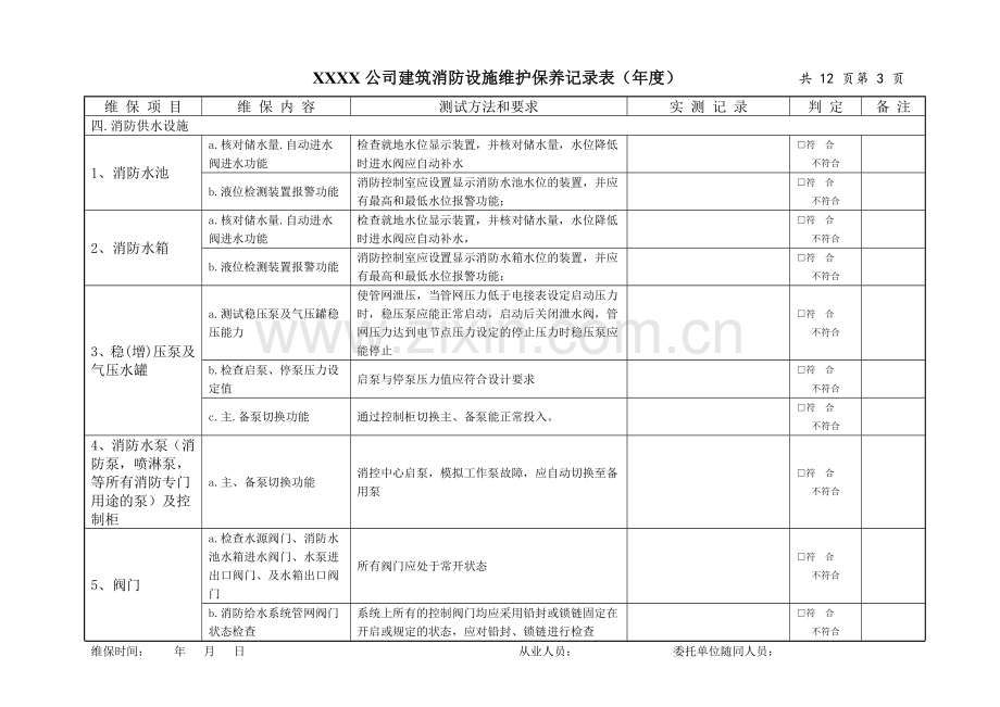 2016建筑消防设施维护保养记录表.doc_第3页