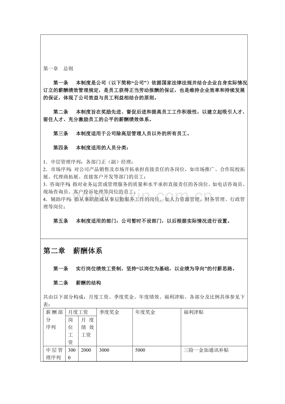 教育机构各人员薪酬绩效管理制度.doc_第1页