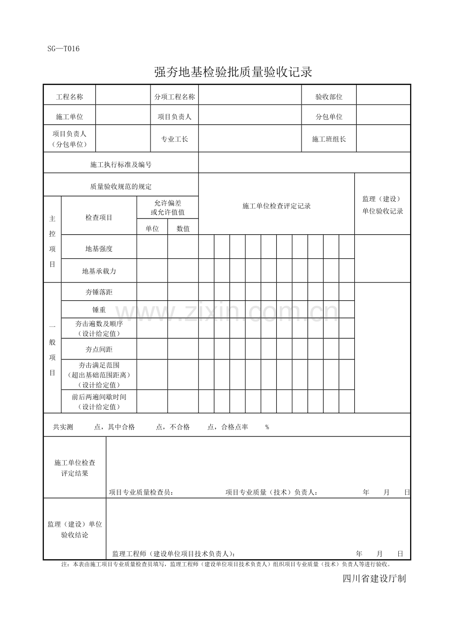 四川-强夯地基检验批质量验收记录-SG-T016.doc_第1页