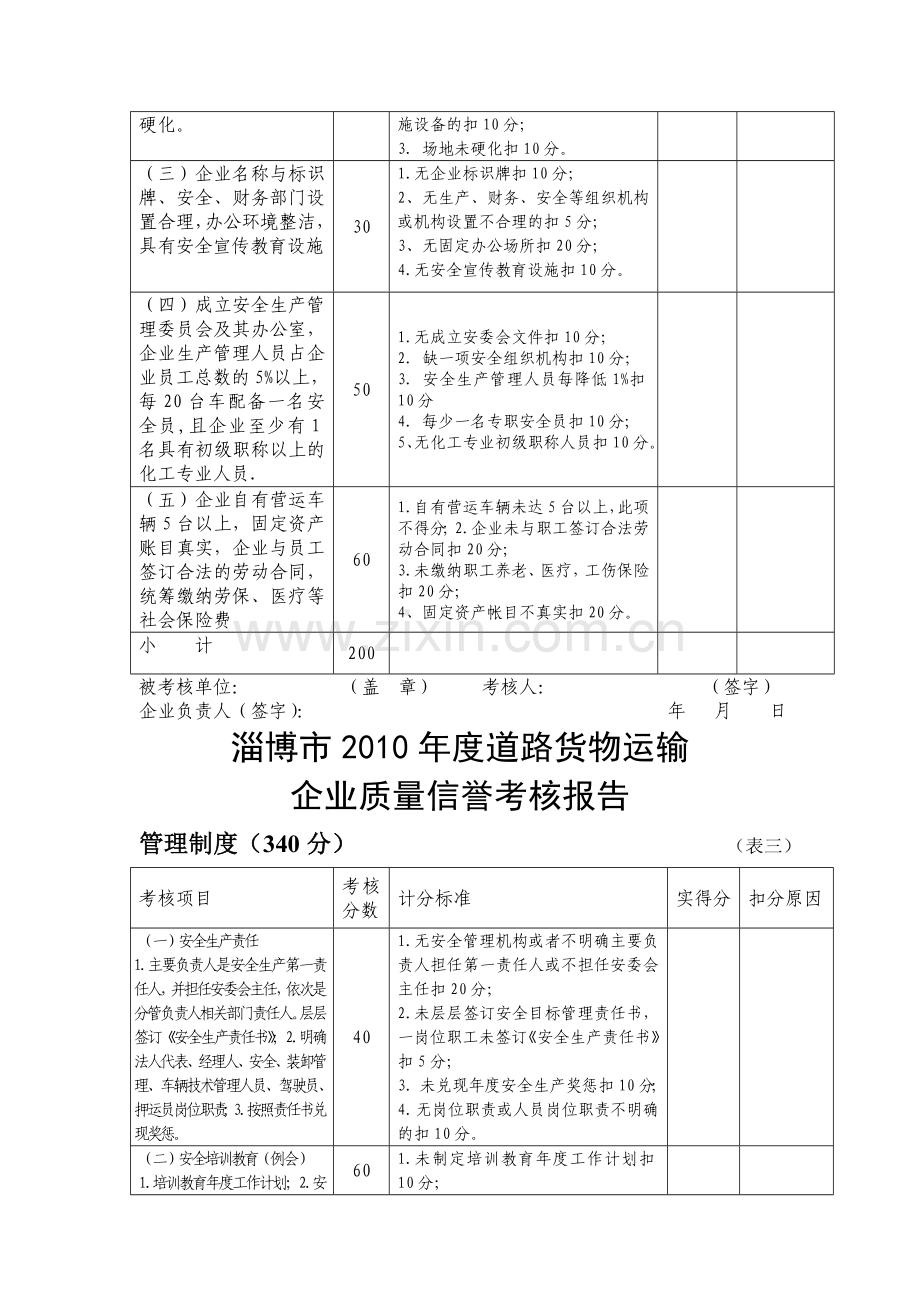 2010年度道路货企业质量信誉考核表(考核报告).doc_第3页