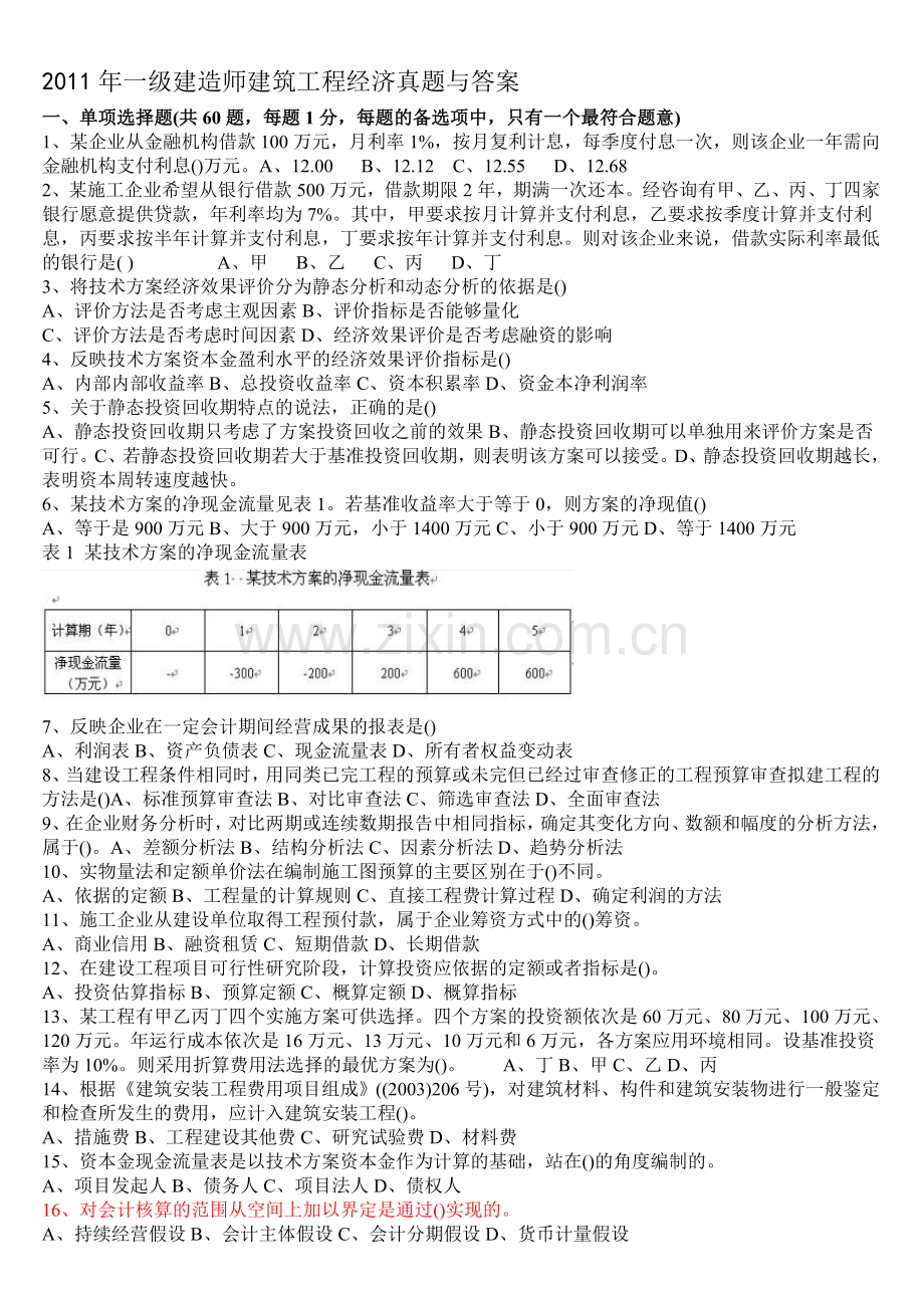 2011年一级建造师工程经济.doc_第1页