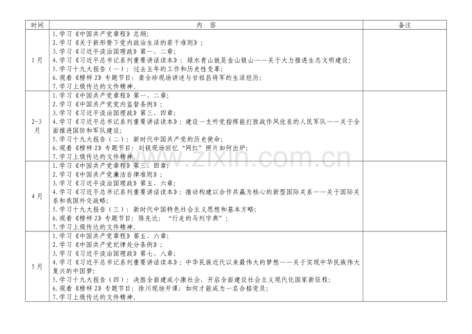 2018年度两学一做学习计划表.doc_第1页