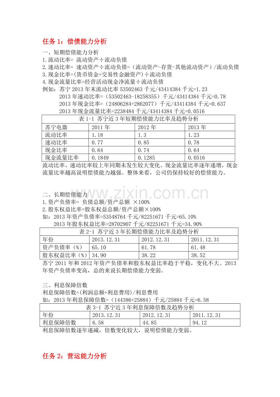 2015年电大作业财务报表分析5次任务完整版答案(苏宁).doc_第3页