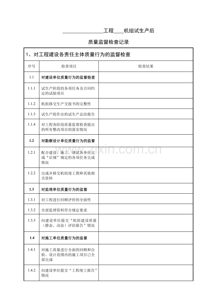 火电工程机组试生产后质量监督检查记录典型表式.doc_第3页