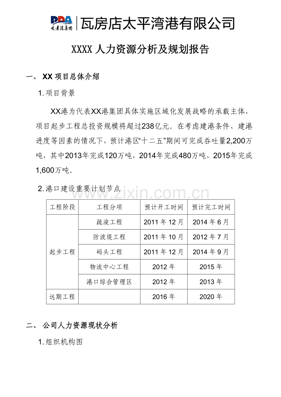 XX港人力资源分析及规划报告.doc_第1页