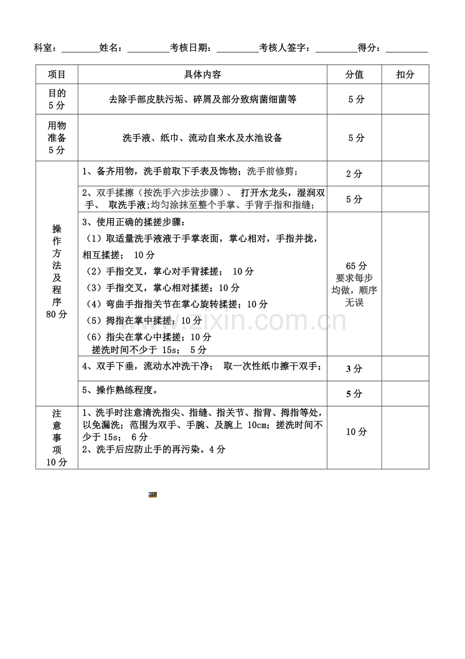 六步洗手法步骤及考核标准.doc_第2页